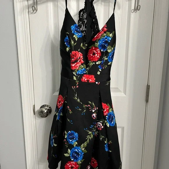 open lace back dress Retro Off the Shoulder Tulle Black Party Dress with Flowers  FancyVestido